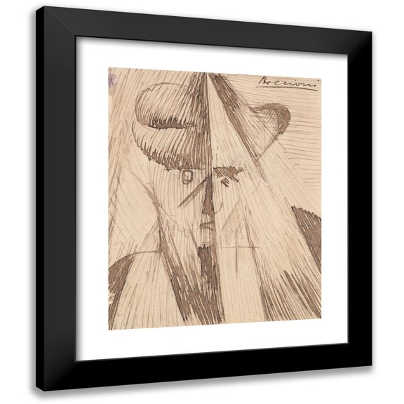 Umberto Boccioni 12x14 Black Modern Framed Museum Art Print Titled - Head Against the Light (The Artist's Sister) (1912)