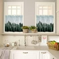 thumbnail image 2 of Pine Tree Forest Kitchen Curtain 24 Inch Length Small Short Cafe Tiers Curtains Drape, 2 Panel Window Treatment Rod Pocket Drapery Panels Curtains, Green Landscape Nature Decor 55x24, 2 of 5