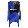 thumbnail image 3 of iixpin Women's Latin Tassel Dance top and Irregular Hem Skirt 2 piece sets for Ballroom Cha-cha Rumba Tango Royal Blue M, 3 of 5