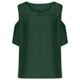 thumbnail image 5 of Plus Size Tops for Women Casual Summer Lace Cold Shoulder Short Sleeve T Shirts Solid Loose Lightweight Tunic Blouses, 5 of 6