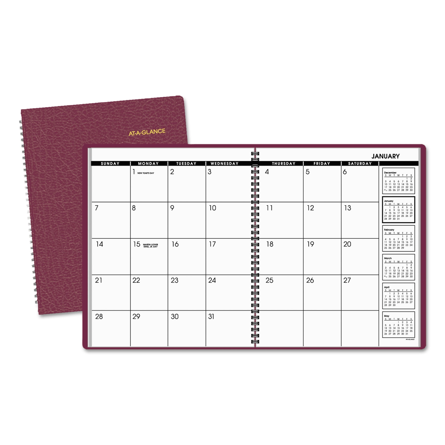 AT-A-GLANCE Monthly Planner, 8 7/8 x 11, Winestone, 2018-2019