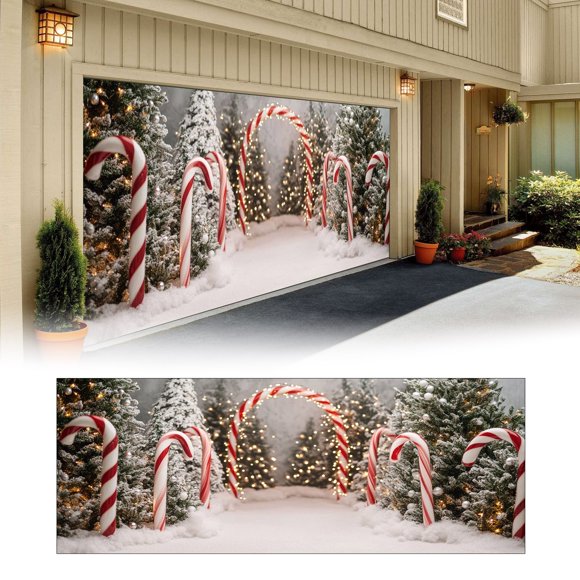 Binwennn Christmas Banner Garage Door Decorations Christmas Decoration Winter Large Door Cover Decoration Indoor Outdoor For Christmas Holiday Party Table Runners for Parties Happy Birthday Banners