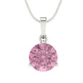 thumbnail image 3 of 2 cctw Simulated Pink Diamond White Gold Plated Pendant with 16" Box Chain (8.0mm, Round Cut), 3 of 6