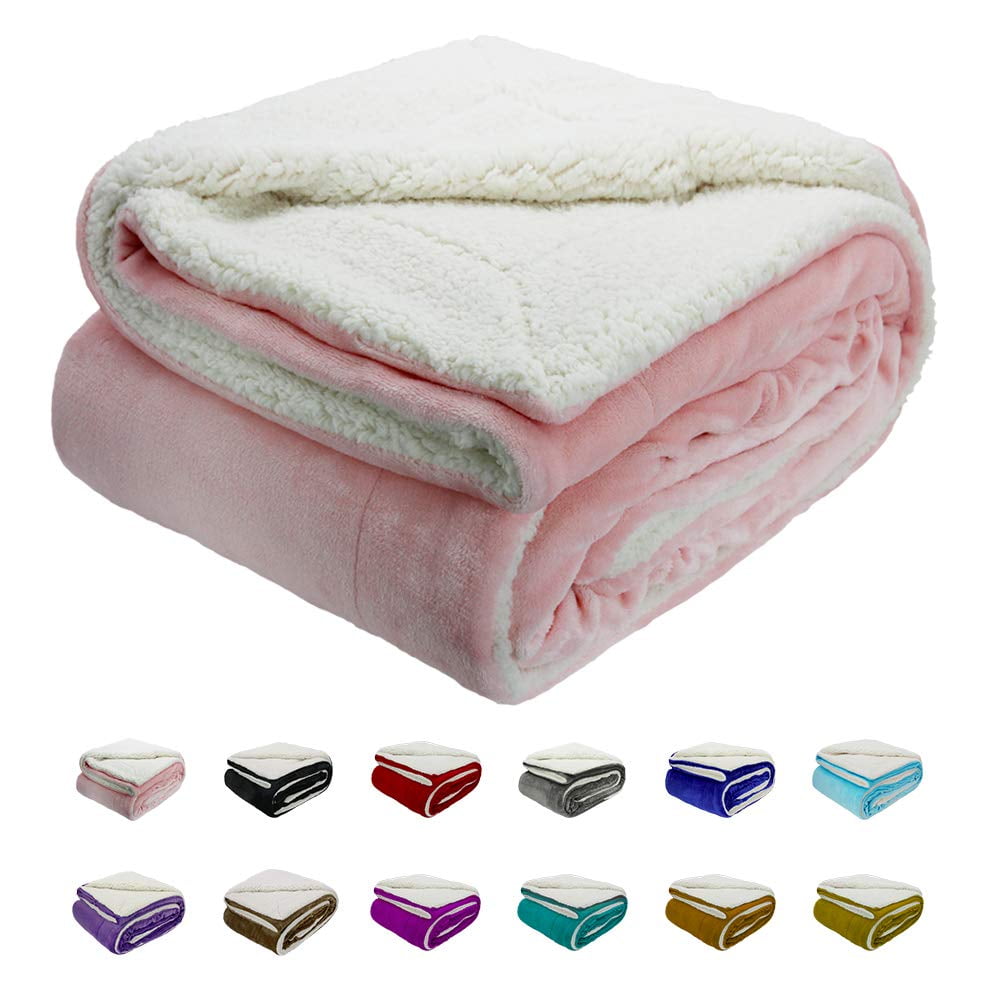 Howarmer Sherpa Fleece Blanket Pink Thick Fuzzy Warm Soft Blankets And Throws For Sofa 50x60