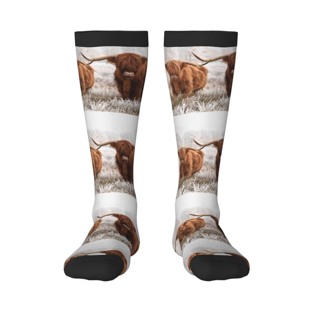 Fotbe Yak Calcetas Divertidas Estampadas para Hombre y Mujer, Calcetas de Algodón hasta la Rodilla para Caminar, Correr, Enfermería y Embarazo
