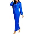 thumbnail image 1 of Womens Silk Satin Pajamas Set Sleepwear Loungewear,Royal Blue, 1 of 5