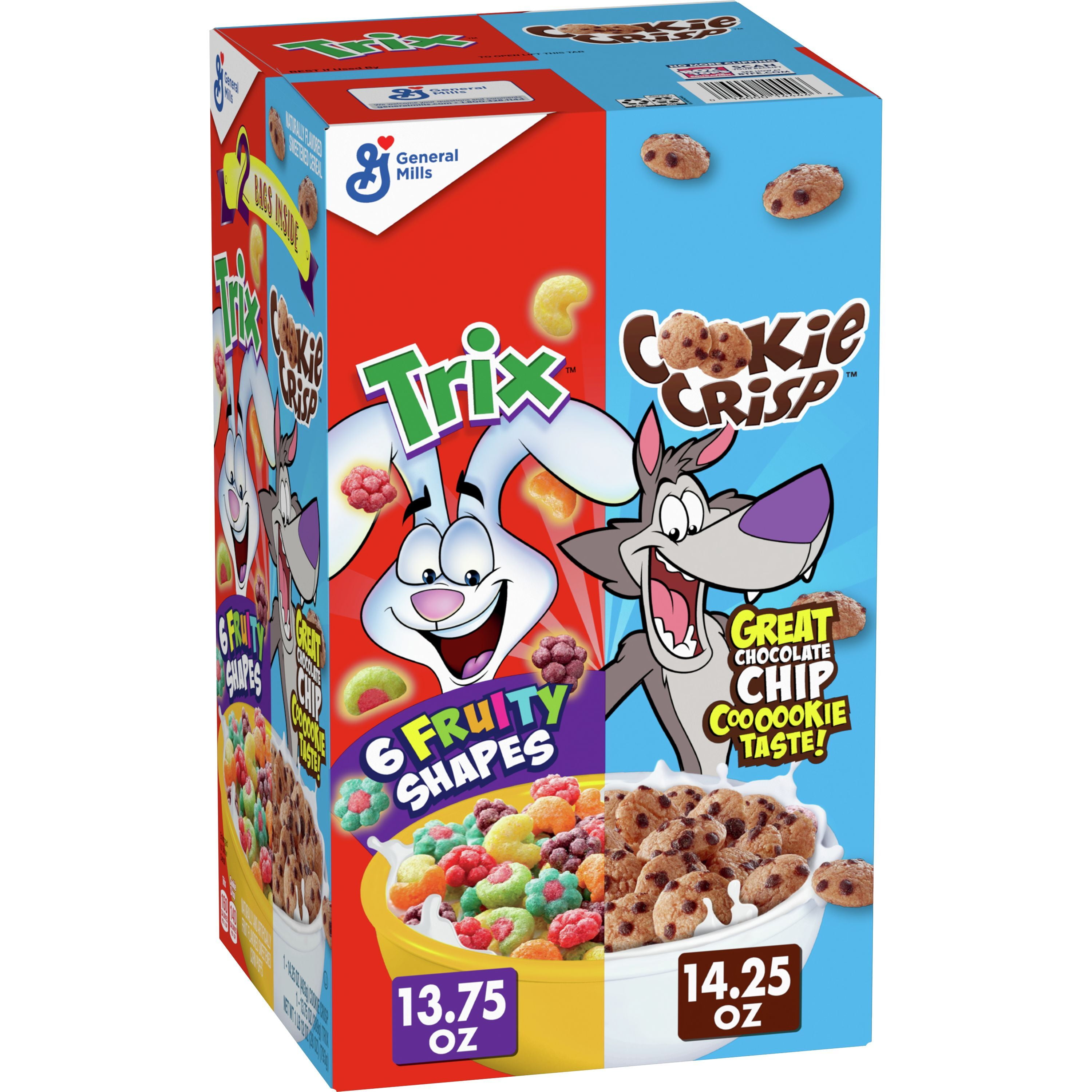 Trix And Cookie Crisp Breakfast Cereal Variety Pack 2 Ct 28 Oz