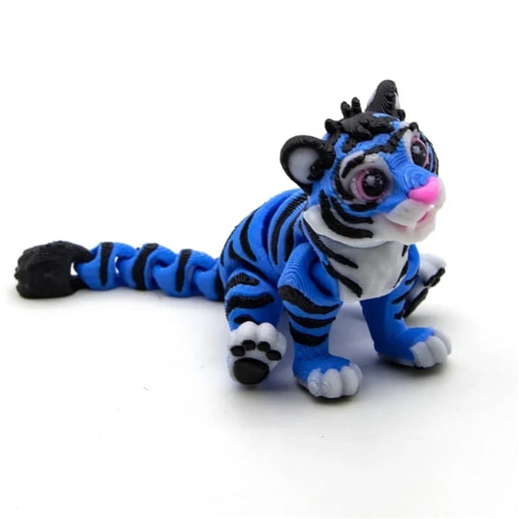 3D Printed Mini Tiger Figure  Colorful Multi-joint Movable Cute Room Decoration &  Gift