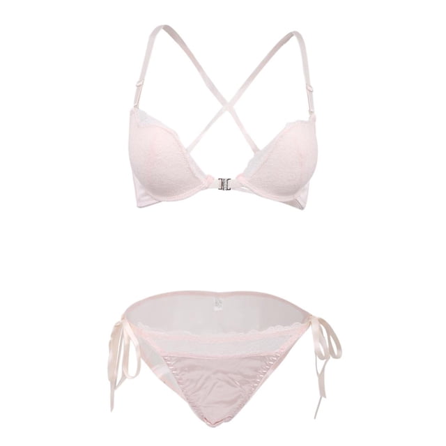 Conjunto de lencería para mujer con sujetador y braguita con aros Rosado