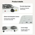 thumbnail image 3 of GASHOME Double Burner, 110V ~ 2000W, Electric Cooktop Hot Plate for Cooking Camping Dorm, Portable Adjustable Temperature Furnace Kitchen Cooker, White, 3 of 9