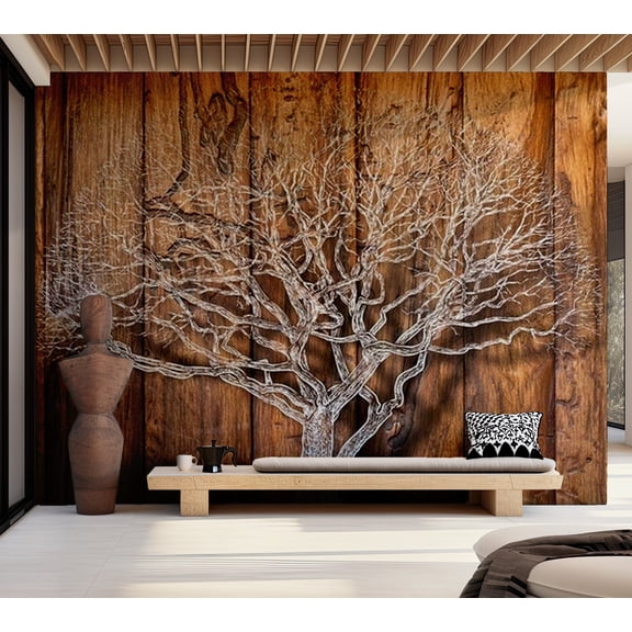 Tiptophomedecor Background & Patterns Wallpaper Wall Mural - Tree Of Life On Wooden Background
