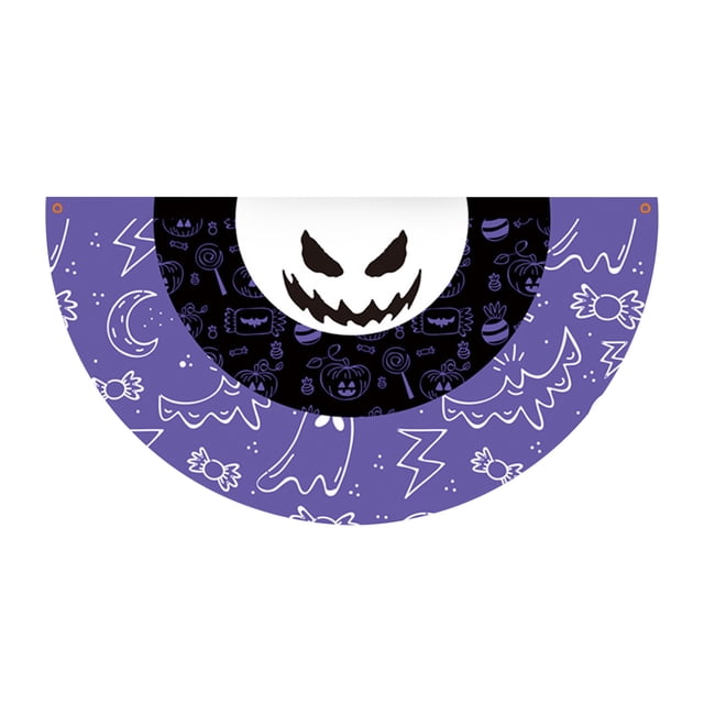 Yhmxh Décorations d'Halloween Drapeau en Forme d'Éventail 45*90cm Décoration d'Halloween Demi-Rideau Fournitures de Fête d'Halloween Cadeaux d'Halloween Décorations de Jour d'Action de Grâce