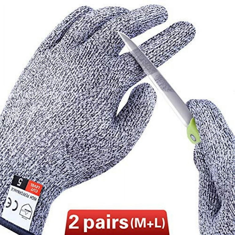 mearens Cut Resistant Gloves, Food Grade Safety Gloves Kitchen Anti Cut Gloves for Cutting, Level 5 Proof Cutting Work Gloves (Large)