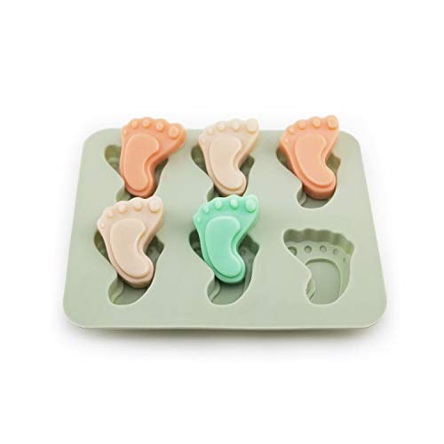 Chokov 2Pcs Baby Footprint Molds Foot Step Silicone Fondant Molds for Baby Shower Birthday Cake Decoration Candy Chocolate Cupcake Topper Decorating