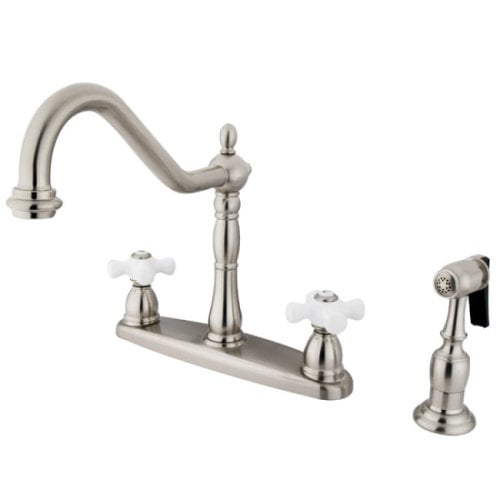 Kingston Brass Heritage 8" Center Kitchen Faucet with Brass Sprayer