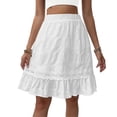 thumbnail image 2 of Karight Womens Boho Lace Trim Ruffled A-Line Skirt Elastic Waist Flowy Casual Midi Skirt, 2 of 5