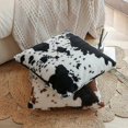 thumbnail image 3 of Fundas de almohada decorativas de 18 x 18 pulgadas, paquete de 2, suaves y acogedoras, de forro polar, para sofá cama, sofá, estilo rústico, piel de animal, negro y blanco, estampado., 3 of 4