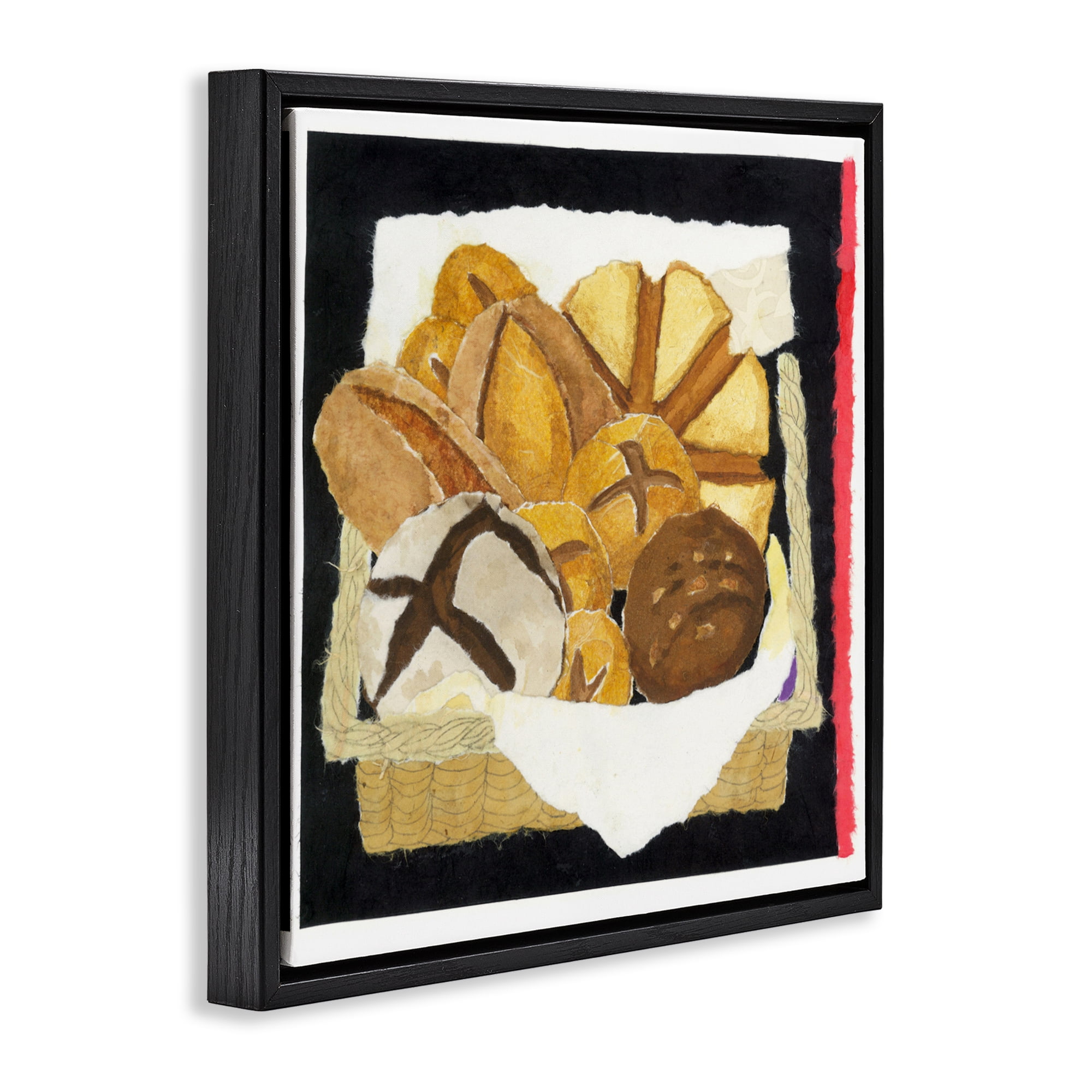 Stupell Industries Bread Box and Stripe Black Framed Floater Canvas Wall Art, design by Nancy Overton