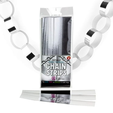 Hygloss Products Super Chain Strips 1" x 8" 48 Metallic Silver Foil Board