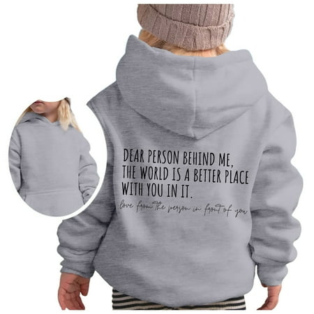 

Girls Hoodies Dear Person Behind Me Sweatshirt Funny Hoodie Loose Fit Graphic Boys Girl Cute Letter Print Sweatshirts Pullover Top For Kids