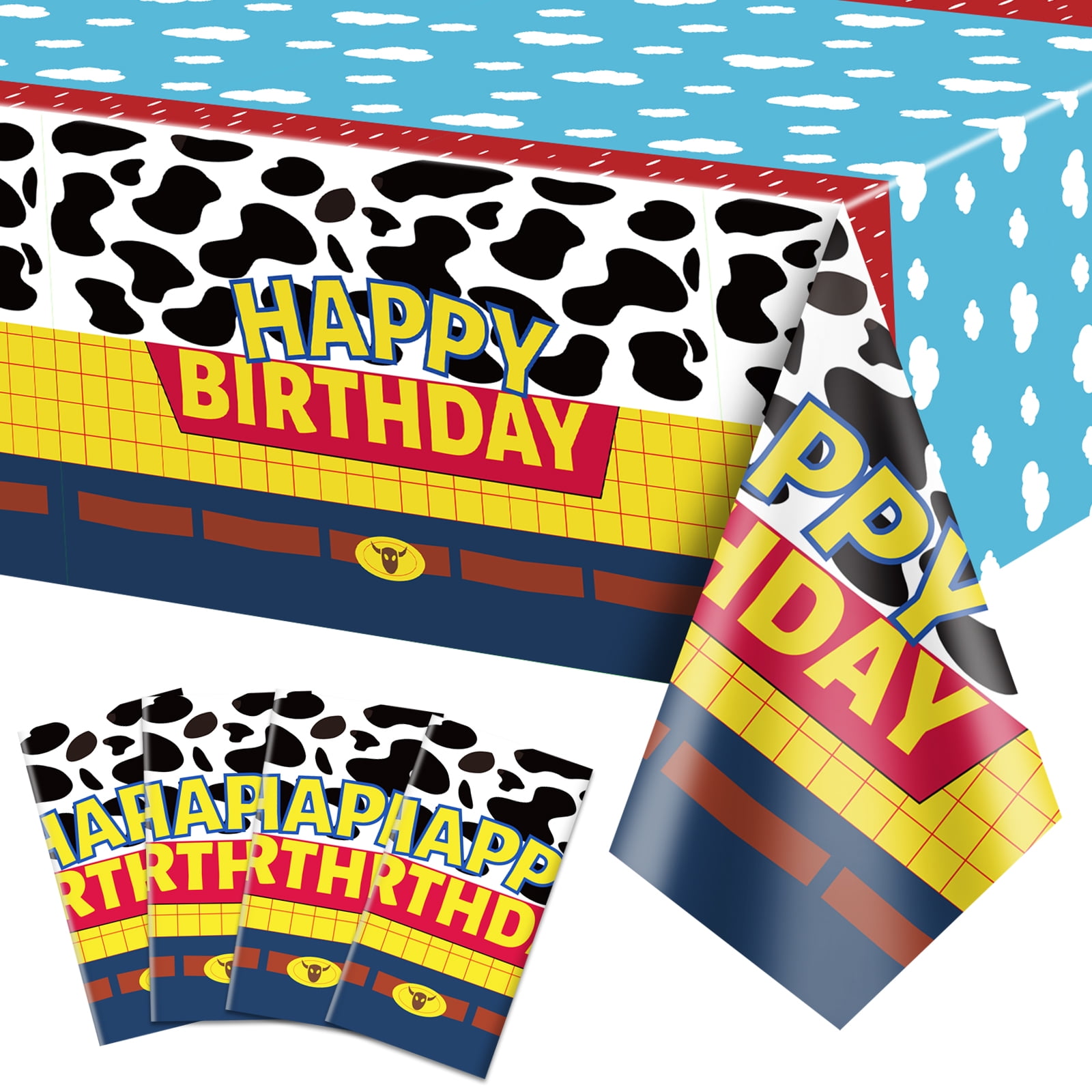 Oudain 3-Piece Cow Print Tablecloths - 54x108 Inch Pink Black White Paisley Pattern For Party Decor