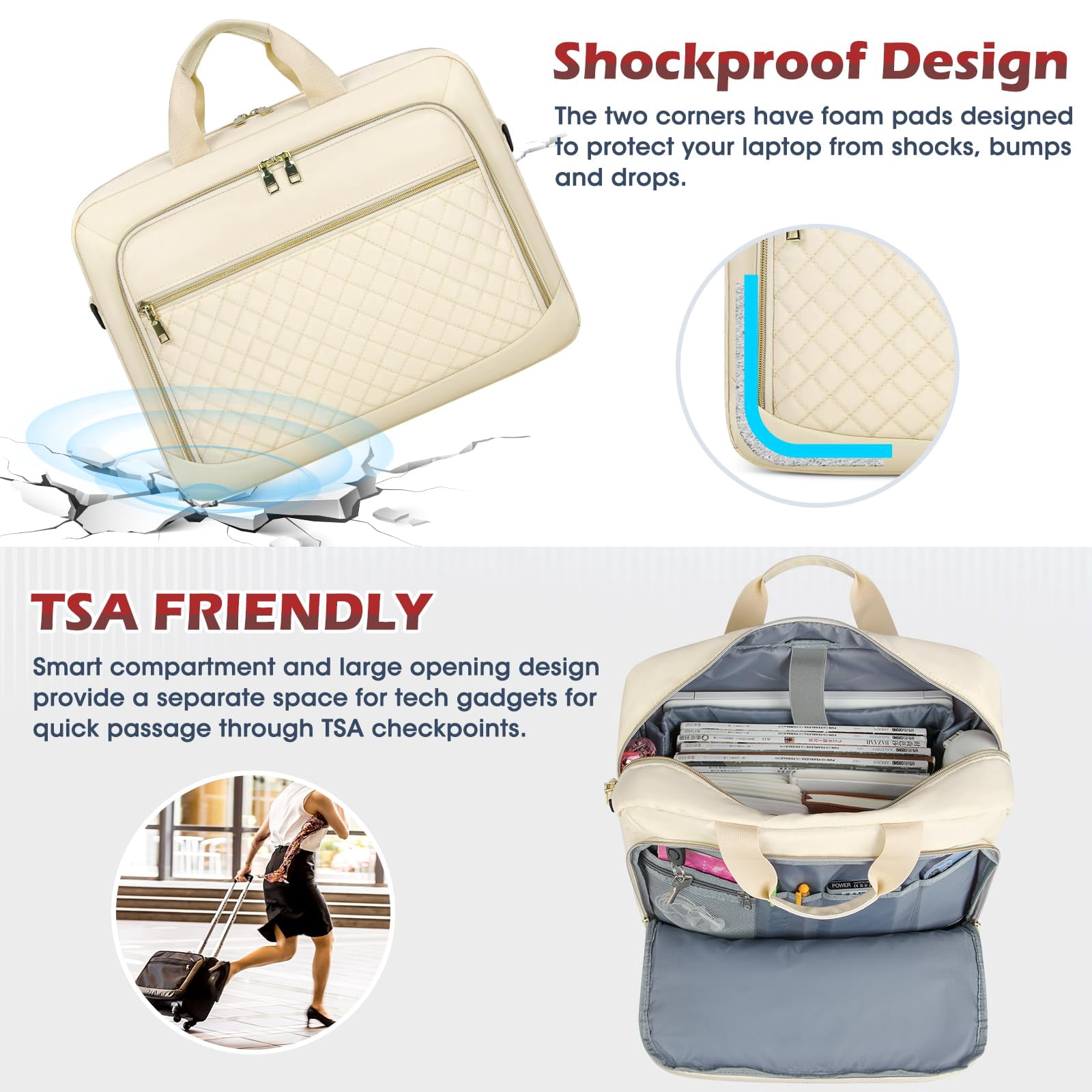 Laptop Bag 17.3 Inch Laptop Briefcase for Women Men Messenger Bag Waterproof Shoulder Large Computer Bag for Business Office Work College,Black