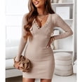 thumbnail image 3 of Vestido ajustado informal, vestido ajustado con escote en V y botones en la parte delantera para mujer, vestido corto ajustado para mujer, mayor durabilidad, 3 of 7