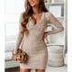 thumbnail image 1 of Vestido Ajustado Con Cuello En V, Vestido Casual De Mujer Con Botones Fáciles De Combinar De Manga Larga Acanalada De Punto Para Fechas Festivas ANGGREK  Otros, 1 of 7