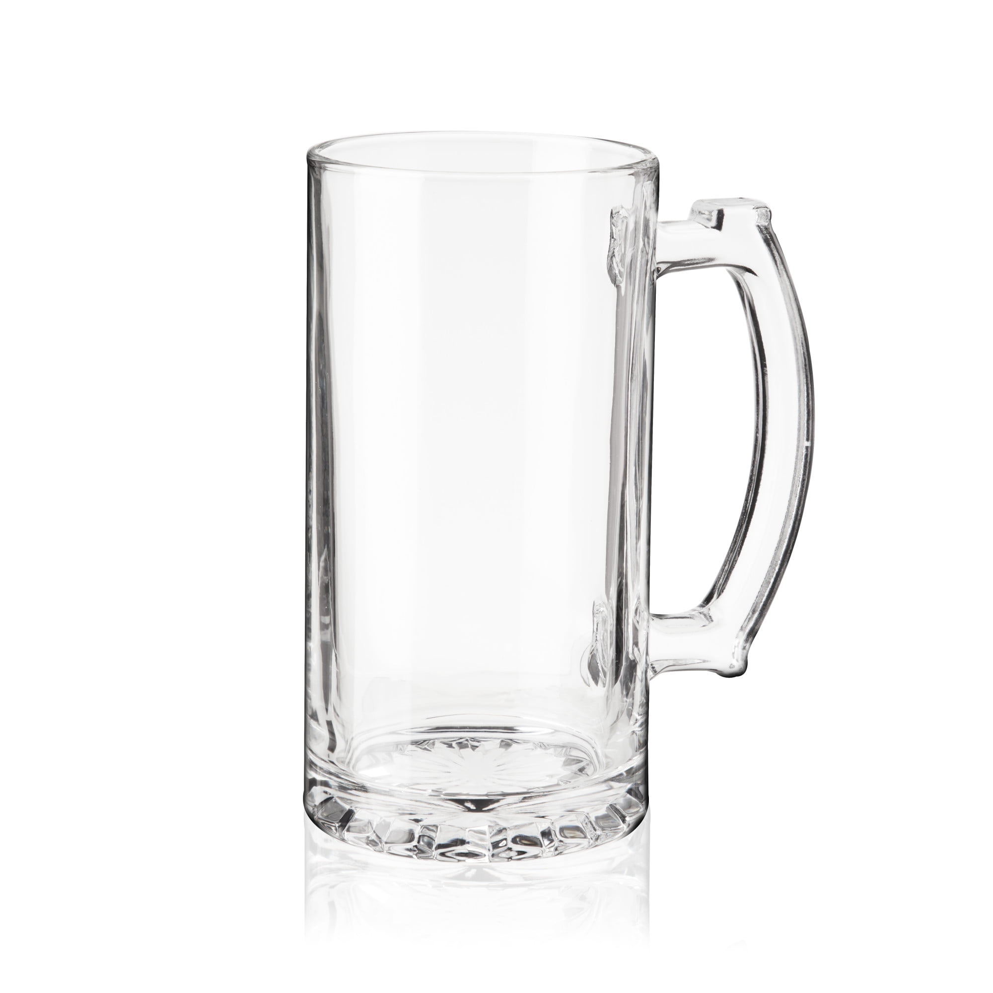 Momugs 32 Ounces Beer Stein Mugs - 2 Pack Extra Large German Style Clear Tall Beer Glasses for Men - Heavy Duty Thick Glass with Handle
