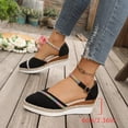 thumbnail image 3 of Espadrilles Wedge Sandals for Women Slip on Closed Toe Shoes with Rhinestone Glitter Straps Stylish Everyday Comfortable Party Heels Black Size 6.5, 3 of 5