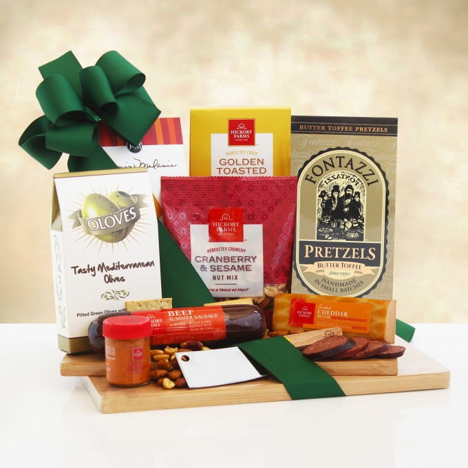 Cheese and Crackers Gourmet Deluxe Meat and Cheese Gift Set with