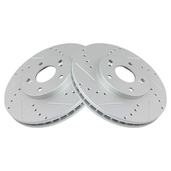 TRQ Front Performance Brake Rotor Drilled Slotted Pair for 2003-2012 Honda Accord / 2001-2003 CL / 2001-2006 MDX / 1999-2004 Odyssey / 2003-2008 Pilot / 1999-2008 TL / 2004-2014 TSX