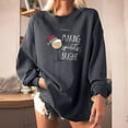 thumbnail image 2 of Pompotops Women Christmas Hat Print Loose O-Neck Long-Sleeved Fleece Oversized Sweatshirt Pullover, 2 of 8