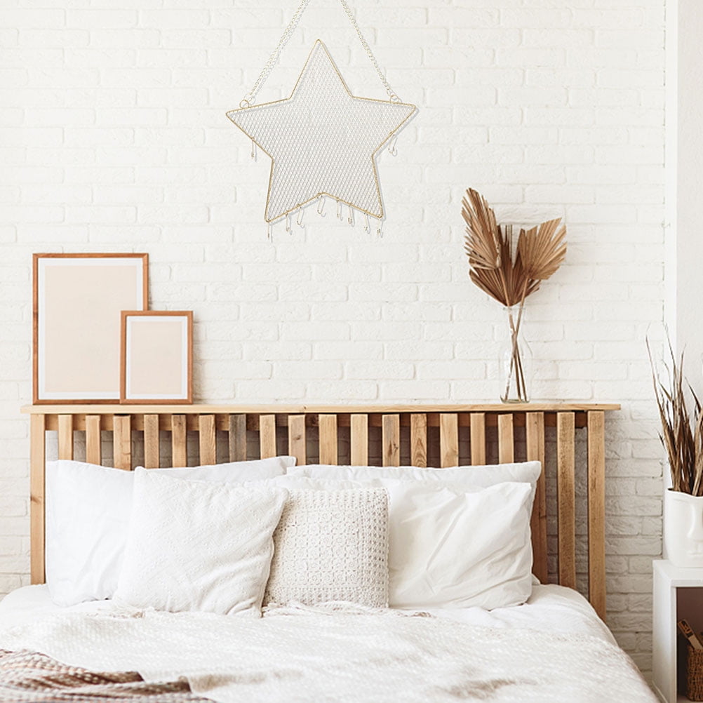 GOOHOCHY 2Pcs Star Shape Moon Shape Hanging Earring Holder Girls Jewelry Organizer Wall Mounted 11.8X5.3X0.2in