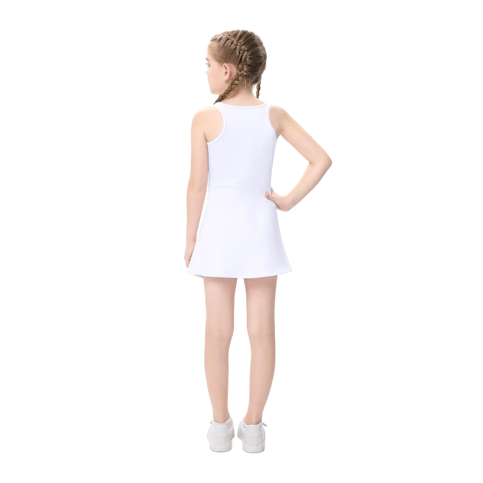 Big Girls Golf Tennis Sports Sleeveless Athletic Active Dress with Safety Inner Pockets Shorts