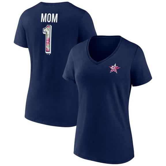 Women's Navy Houston Astros Team Logo Mother's Day V-Neck T-Shirt