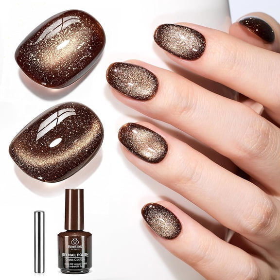Beetles Fall Brown Cat Eye Gel Nail Polish