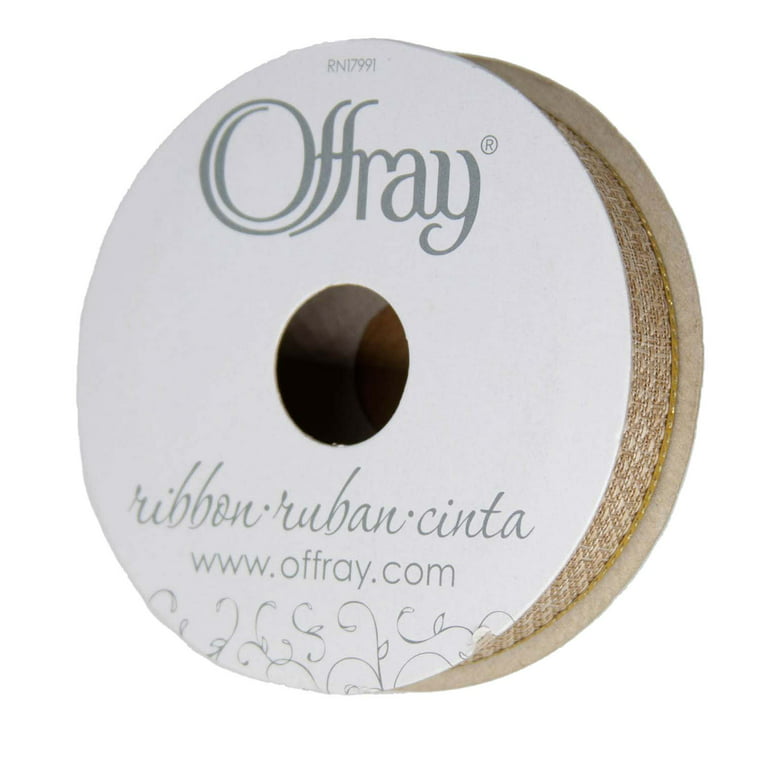 Offray Ribbon, Peach 1/8 inch Galena Metallic Ribbon, 3 yards