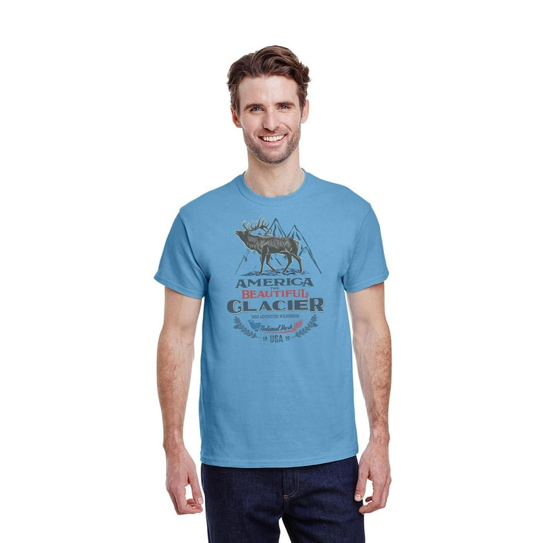 America The Beautiful Glacier National Park Elk Vintage Graphic T-Shirt