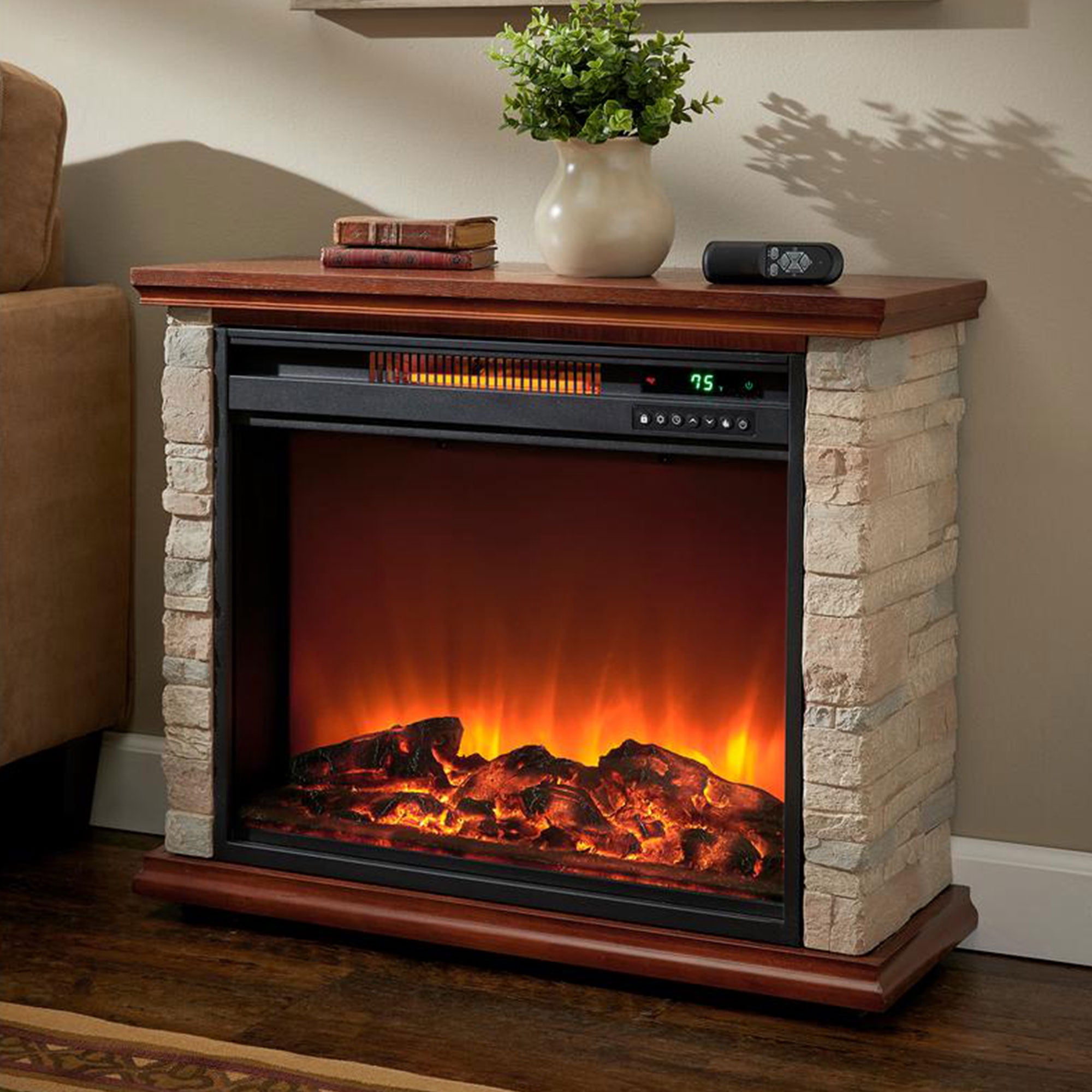 LifeSmart LifePro 1500W Electric Infrared Quartz Indoor Fireplace Heater