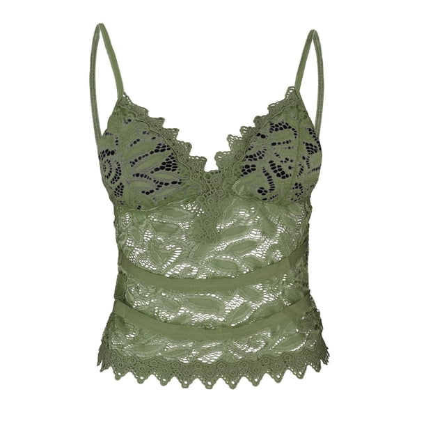 Gibobby Lenceria para mujer sexy Día de San Valentín Sujetador Tops comodidad con sujetador de liga lencería cinturones mujeres Yoga Sexy Wirefree(Verde, CH)
