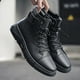thumbnail image 2 of Botas de hombre negras de piel auténtica, zapatos de hombre, botas de hombre Martins de terciopelo de talla grande, marea, 2 of 6