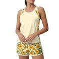 thumbnail image 2 of JULMCOMO Tankini Swimsuits for Women Sunflower Print Drawstring Crew Neck Sports Bathing Suit Beach Summer Two Piece Swimsuit Saffron S, 2 of 6