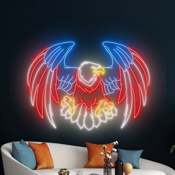 Handmadetneonsign Eagle Bird Neon Sign, Flying Eagle Wall Art Decor, Eagle Animal Wall Decor