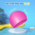 thumbnail image 5 of Gorros de natación para niños, paquete de 2 gorros de natación de silicona duraderos para niños y adolescentes, diseño ergonómico en 3D para niños y adolescentes (de 3 a 12 años), ajuste cómodo para, 5 of 5