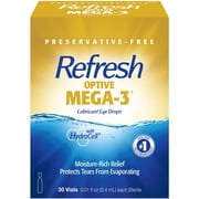 3 Pk Refresh Optive Mega-3 Lubricant Eye Drops 30 Single-Use Containers 90 Total