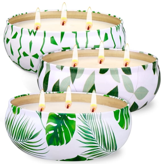 Giphtpoeet Citronella Candles Outdoor 240H Burning Time 3 Wicks Natural Soy Wax Jar Candles 3 Pack Summer