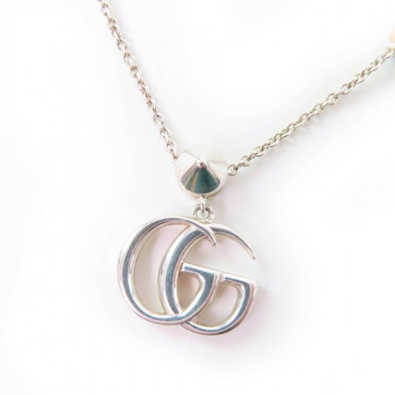 Pre-Owned GUCCI 527399 Double G Mother-of-Pearl Necklace in AG925 Silver and Pink,... (Good)
