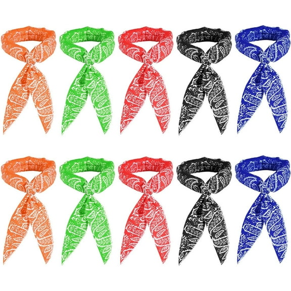 10 Pieces Ice Cooling Scarves Cooling Neck Bandana Wrap Headband for Men Women Outdoor Activities