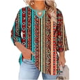 thumbnail image 2 of Babysbule Crewneck with Front Cutout 3/4 Sleeve, Position Print, Blouse & Top (Women's Plus Size), 2 of 6